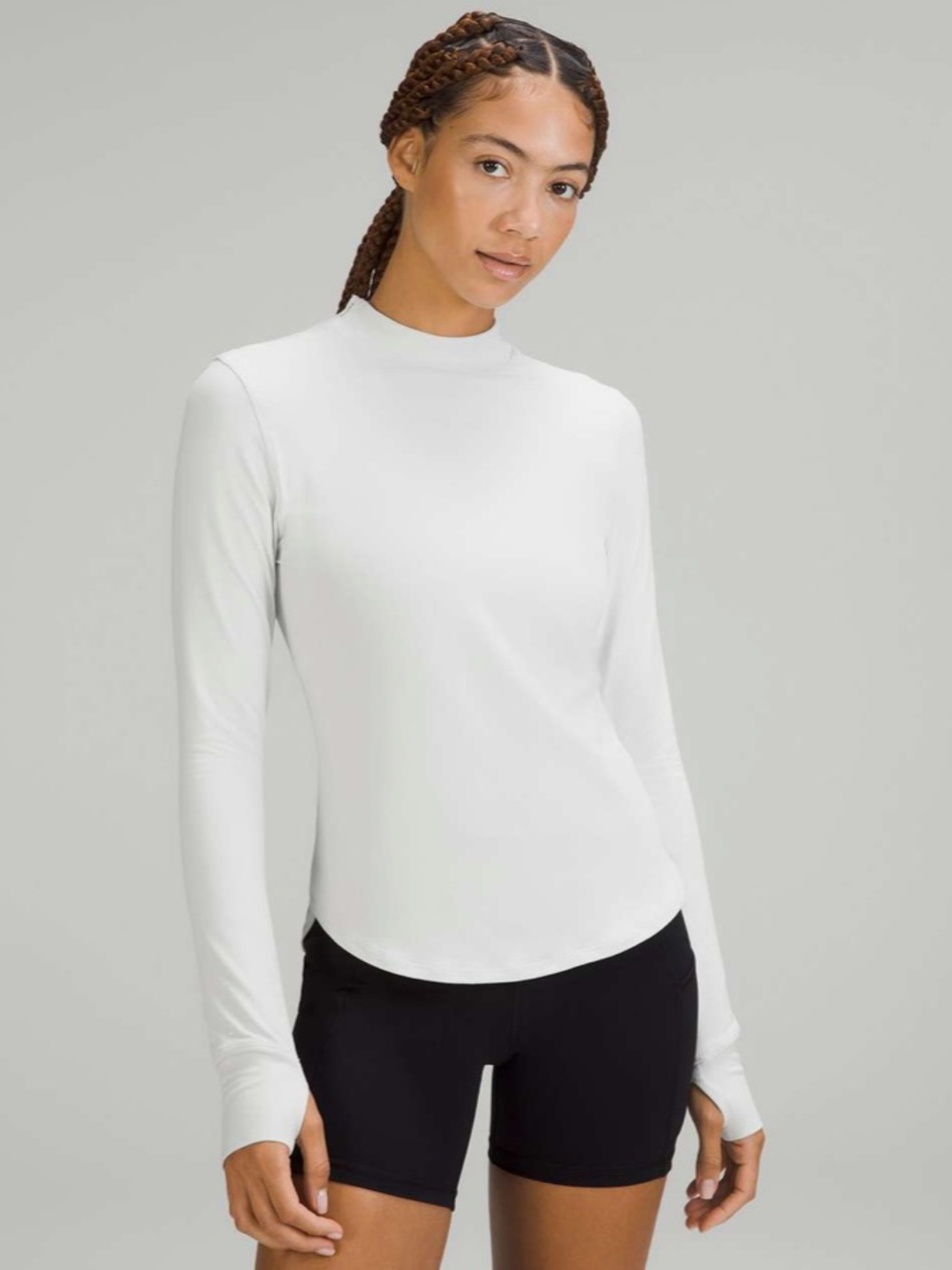 Lululemon Rulu Running Long-Sleeve Mock Neck Shirt in Vapor Size 12 Reflective